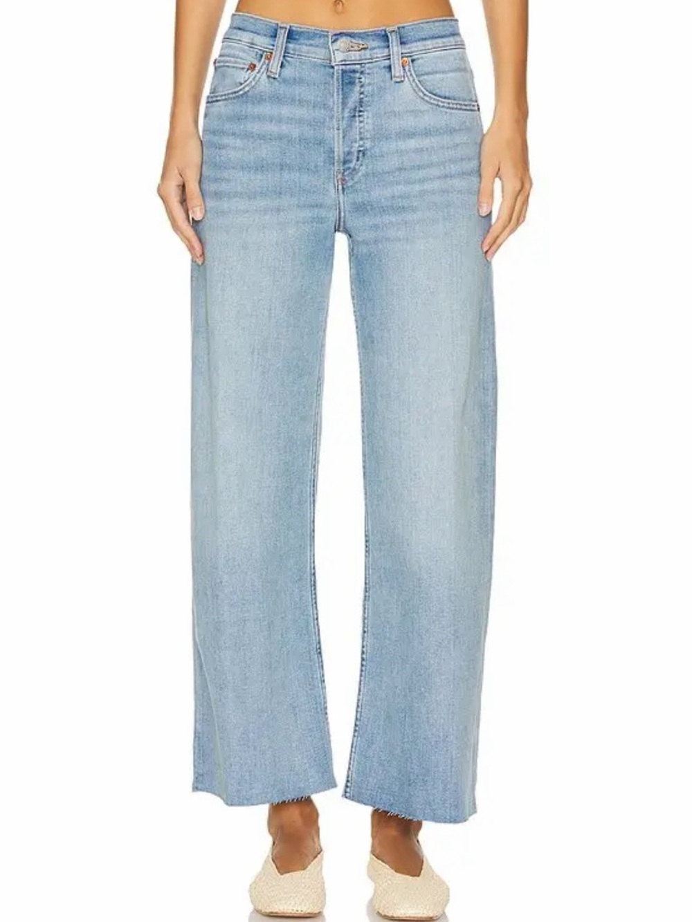 RE/DONE Originals Mid Rise Wide Leg Crop Jeans Light Wash Size 24 🩷